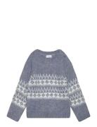 Mango Jacquard Knitted Sweater Blå