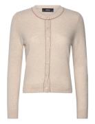 Mango Wool Cardigan With Decorative Stitching Beige