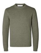 Selected Homme Slhdane Ls Knit Structure Crew Neck Noos Grön