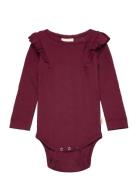 Petit Piao Body L/S Modal Frill Röd