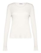 Weekday Sheer Rib Long Sleeve Top Vit