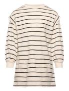 Mango Striped Cotton Dress Beige