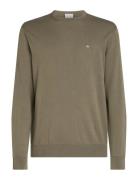 Calvin Klein Cotton Silk Blend Cn Sweater Khaki Green