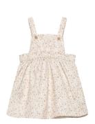 Mango Floral Cotton Pinafore Dress Beige