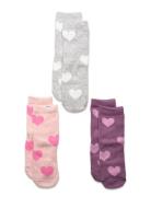 Lindex Sock 3 P Sg Hearts Rosa