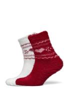 Hunkemöller 2P Fairisle Heart Socks Röd