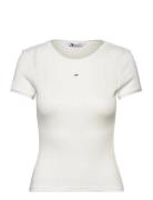 Tommy Jeans Tjw Slim Pointelle Rib Tee Vit