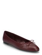 Mango Leather Ballet Flats Burgundy