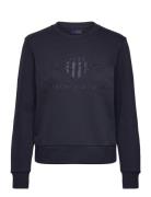 GANT Reg Tonal Shield C-Neck Sweat Marinblå