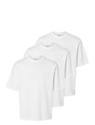 Selected Homme Slhlooseoscar Ss O-Neck Tee 3 Pack Vit