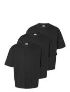 Selected Homme Slhlooseoscar Ss O-Neck Tee 3 Pack Svart