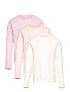 Lindex Top Ls Rib 3 Pack Rosa