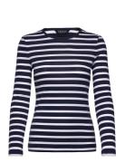 Lauren Ralph Lauren Striped Stretch Cotton Long-Sleeve Tee Marinblå