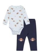 Lindex Set Body Leggings Knee Patch Blå