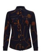 Lauren Ralph Lauren Slim Fit Belting-Print Jersey Shirt Marinblå