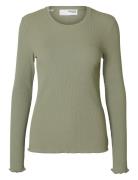 Selected Femme Slfanna Ls Crew Neck Tee S Noos Grön