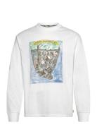 Scotch & Soda Front Artwork Relaxed Fit Long Sleeve T-Shirt Vit