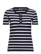 GANT Slim Striped Pique Ss T-Shirt Marinblå