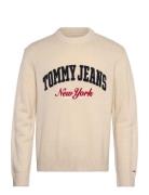 Tommy Jeans Tjm Reg Varsity Crew Sweater Ext Kräm