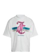 Juicy Couture Glitter Stripe Boxy Tee Vit