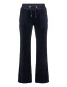 Juicy Couture Tonal Embro Velour Patch Pocket Wide Leg Marinblå