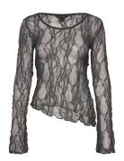 Monki Lace Ls Top Grå