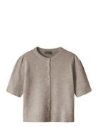 LMTD Nlflodet Ss Short Knit Cardigan Beige