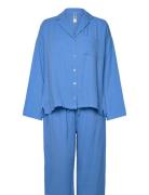 Lindex Pyjama Set Cotton Gauze Blå