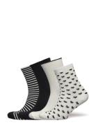 Lindex Sock 4 P Black And White Vit