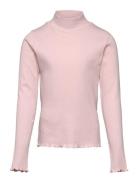 Mango Ribbed High Neck T-Shirt Rosa