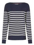 Tommy Hilfiger Co Jersey Stitch Boat-Nk Sweater Marinblå