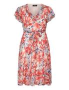 Lauren Ralph Lauren Floral Georgette Flutter-Sleeve Dress Orange