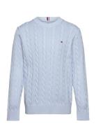 Tommy Hilfiger Crew Neck Cotton Cable Sweater Blå