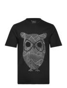 Knowledge Cotton Apparel Regular Single Jersey Mountain Owl Svart