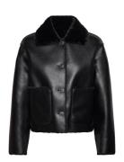 Mango Double-Sided Leather-Effect Jacket With Pockets Svart