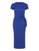 Lauren Ralph Lauren Polka-Dot Tie-Front Short-Sleeve Dress Blå