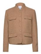 Mango Tweed Jacket With Mandarin Collar Brun