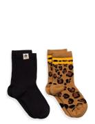 Mini Rodini Basic Leopard 2-Pack Socks Svart