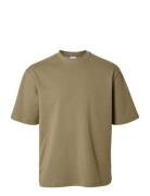 Selected Homme Slhlooseoscar Ss O-Neck Tee Noos Khaki Green