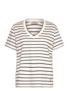 MOS MOSH Mmnani V-Ss Stripe Tee Marinblå