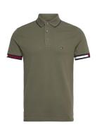 Tommy Hilfiger Flag Cuff Slim Fit Polo Khaki Green