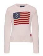 Ralph Lauren Kids Flag Cotton Crewneck Sweater Rosa