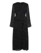 Bubbleroom V-Neck Frill Dress Svart
