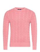 Polo Ralph Lauren Cable-Knit Mineral-Dyed Cotton Sweater Rosa