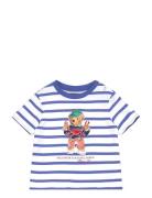 Ralph Lauren Baby Polo Bear Striped Cotton Jersey Tee Blå