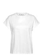 Mango Rounded Neck Cotton T-Shirt Vit