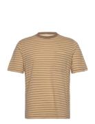 Anerkjendt Akkikki Cot/Linen Stripe Tee Beige