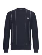 Fred Perry Pinstripe Sweatshirt Marinblå