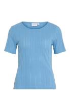Vila Vikassie S/S Pointelle Top - Noos Blå