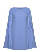 Lauren Ralph Lauren Cape Georgette Cocktail Dress Blå